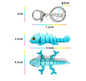 Porte-clés Vashine 3D personnalisé OEM imprimé en PLA coloré, figurines d'action pour enfants, jouets articulés, mignons, amicaux, caméléons de dessin animé - Product Image 5