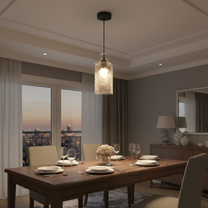 Elegante Moderno e Rettangolare di Vetro Ciondolo di Cristallo Bianco Caldo per Arredamento Sala da Pranzo E12 Base di Illuminazione - Product Image 3