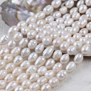 Chaîne de perles carrées de forme baroque cultivées en eau douce naturelles de 9*15 mm, perles blanches en vrac pour matériaux de bricolage - Product Image 4