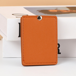 Özel kare paslanmaz çelik el kompakt cep ayna ile PU deri kılıf seyahat için minik cüzdan ayna plakası makyaj - Product Image 6