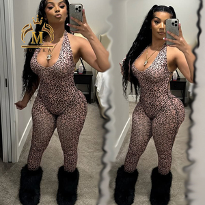 جديد مثير الربيع النساء السروال القصير ليوبارد طباعة جمبسوت Bodycon Y2K سيدة خمر عارية الظهر قطعة واحدة السروال القصير النساء ارتداءها - Product Image 2