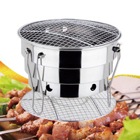 Barbecue au charbon de bois en acier inoxydable de style japonais pour le commerce extérieur, avec grille de cuisson amovible, pliable et portable pour pique-nique et camping