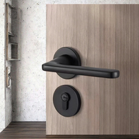 Serrure de porte d'appartement Kaiming TM-L06 grise minimaliste en aluminium, poignée de porte en bois, commande tactile ambidextre, silencieuse et facile à utiliser