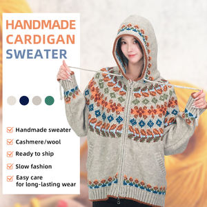 كارديجان نسائي فاخر عالي الجودة بقلنسوة وأكمام طويلة محبوك جاهز للشحن - Product Image 1