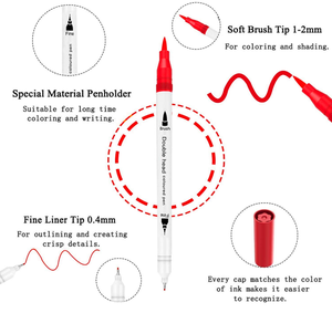 Rotulador de doble punta para acuarela, juego de pincel de dibujo con delineador fino de 12/24/36/48/60/80/100/120 colores - Product Image 3