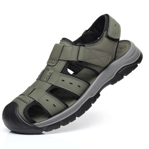 Sandales de randonnée pour hommes, grises, à bout fermé, avec boucle réglable, semelle antidérapante et résistante à l'usure, confortables et respirantes pour l'extérieur - Product Image 5