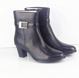 Zapatos de Vestir de Invierno para Mujer, Parte Superior de Cuero Genuino, Tacón de 6 cm, Cierre de Cremallera, Suela de Goma, Zapatos Elegantes de Oficina - Product Image 2