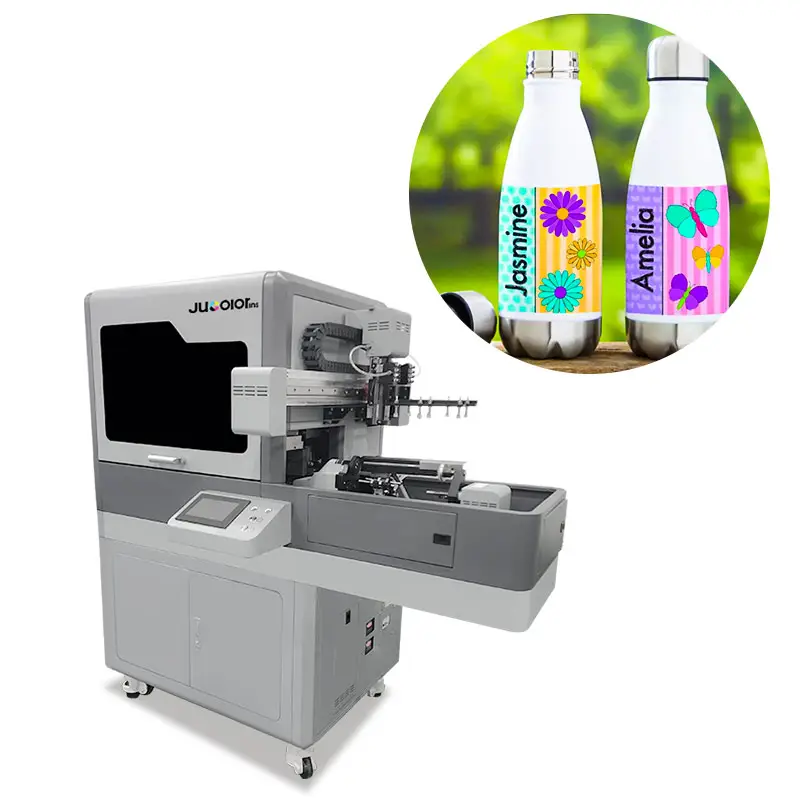 Industrial G5i head fast printing cmyk white varnish ink 360 uv bottle printer for wine bottles