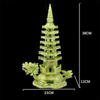 Vente en gros de pierres de guérison Feng Shui, statue de dragon tortue en jade vert naturel, pagode Wenchang, décoration pour la maison et le bureau
