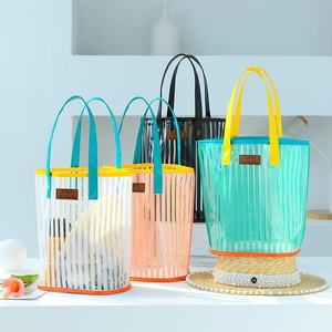 カスタム<span class=keywords><strong>PVC</strong></span>ゼリーバッグポータブル大容量スイミングストレージ透明ビーチショッピングバッグ