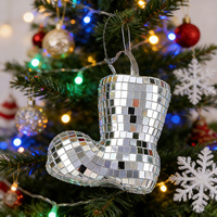 Bottes de Noël Boule Disco, Ornement de Botte du Père Noël, Carreaux de Verre Miroir, Écologique, Imperméable, pour Arbre de Noël et Cérémonie de Remise des Diplômes