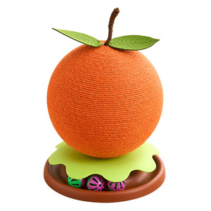 Juguete para gatos con forma de naranja, bola rascadora duradera con rueda giratoria y campana para afilar las garras - Product Image 2