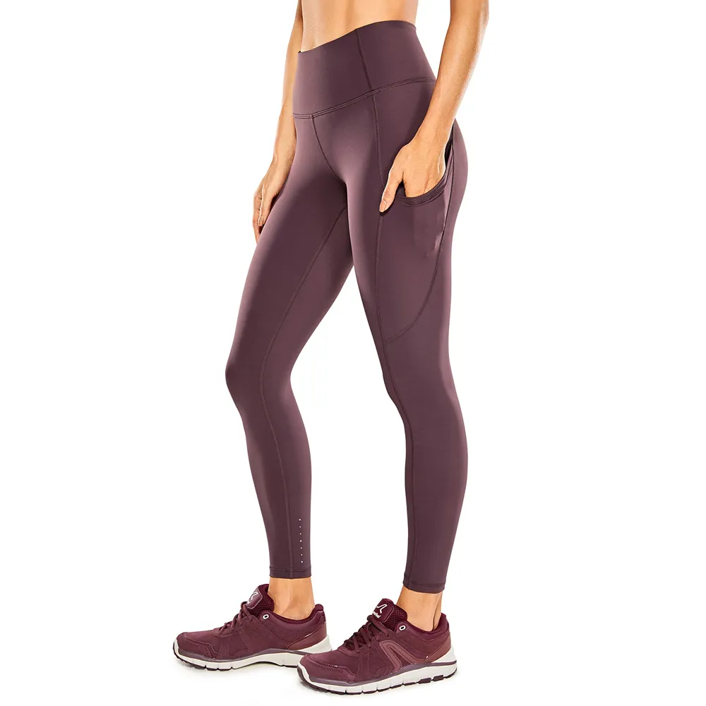 Legging Latihan Perasaan Telanjang Wanita YOGA 2023 Celana Yoga Pinggang Tinggi 25 Inci dengan Kantong Samping