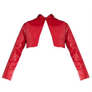 TKAN736 OEM vente en gros femmes mode veste en cuir printemps boîte de nuit Sexy haut pour les femmes rouge Faux cuir veste femmes - Product Image 5