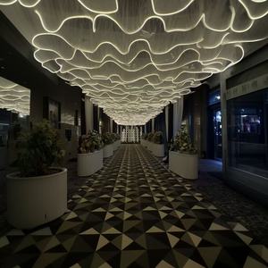 Rideau à Fils Voile Mural Draperie de Plafond Toile de Fond Rideau Draperie Décorative de Plafond pour Événement Forme d'Onde Lumière Rideau pour Mariage - Product Image 5