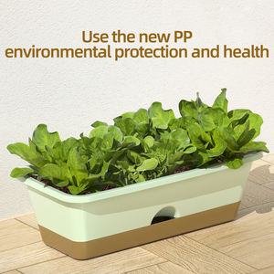 Pot de fleurs rectangulaire long en plastique PP pour rebord de fenêtre, balcon de jardin avec plateau - Product Image 4