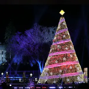 Pohon karangan bunga Natal raksasa berlampu led dengan terowongan besar perlengkapan dekorasi liburan Natal pohon karangan bunga dengan cahaya