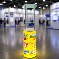 Mostrador de Exhibición con Estantes, Rectangular, Triangular, con Iluminación LED, Podio con Estantes, Exhibidores para Ferias Comerciales