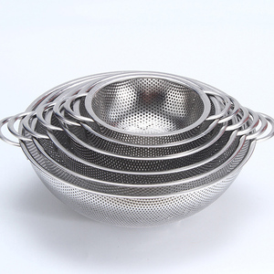 Ensemble de 6 pièces en acier inoxydable 201 de haute qualité : passoire à riz, panier à légumes, égouttoir, passoire à deux anses perforée - Product Image 6