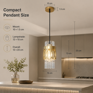 Modern Iron And Glass Pendant <b>Light</b> With Gold Finish Adjustable Height For Kitchen Island Dining Room <b>Indoor</b> Decor - Product Image 3