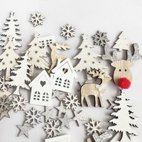 Ornements de Noël européens et américains, flocons de neige en bois blanc pur ultra-brillants, assortiment d'élans pour arbre de Noël
