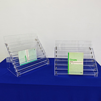 Présentoir de bureau en acrylique transparent pour brochures, support autoportant en Perspex pour carnets de notes, idéal pour le bureau