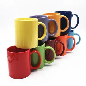 Individueller Werksverkauf 11 Unzen Kaffeebecher Tasse bunte leere Sublimationsbecher mit Griff für Heißpresse heißer Verkauf 2023