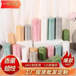 Velas cilíndricas artesanales con diseño de flor de hielo, perfumadas, de 5x7.5, 5x10, 5x15 cm, para iluminación en el hogar, bodas e iglesias. - Product Image 5