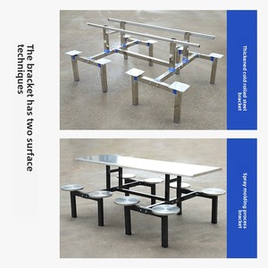 Phong cách hiện đại thép không gỉ ăn bàn ghế đặt tùy chỉnh 4-8 người nhân viên trường học quán cà phê Ghế kết hợp kim loại - Product Image 4