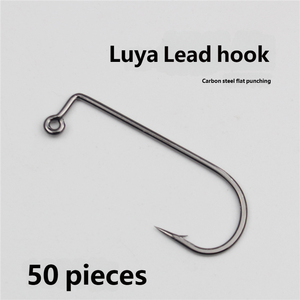 Cabeza <span class=keywords><strong>de</strong></span> plomo Acero <span class=keywords><strong>de</strong></span> alto carbono Púas planas Ángulo recto A granel Anzuelos <span class=keywords><strong>de</strong></span> pescado <span class=keywords><strong>de</strong></span> Río <span class=keywords><strong>Raya</strong></span> blanca Barb Bass Crank Hooks 50 piezas - Product Image 2