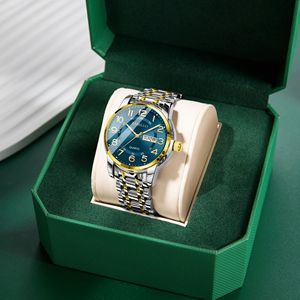 Reloj de Pulsera Casual de Cuarzo para Hombre, Diseño Elegante, Esfera Azul, Tono Plateado y Dorado, Correa de Acero Inoxidable, con Ventana de Día - Product Image 4
