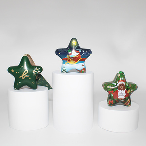 JINKO <b>TINS</b> Christmas Star-Shaped Tinplate Can with Santa in Airplane Design for Holiday Candy Gifts (Customizable Logo) - Product Image 6