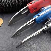Couteau de chasse EDC d'extérieur, lame de 2,5 pouces en acier 440C, lame affûtée comme un rasoir, lame plate, manche en plastique, couteau de poche, survie, défense personnelle, pliable, OEM
