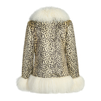 Manteau en fausse fourrure de luxe personnalisé pour femme, col en fourrure artificielle de Mongolie, imprimé léopard, polyester, hiver, Jxwatcher