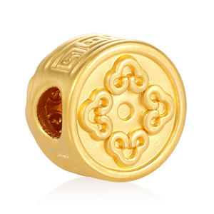 Versión lisa de oro puro de 24K artesanía oro duro forma de serpiente pulsera redonda giratoria con cuentas - Product Image 2