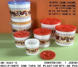 Set di Contenitori in Plastica per Conservazione, 5 Pezzi da 360ml, 600ml, 1L, 1.5L, 2.2L con Coperchio a Vite e Design Floreale per Uso in Cucina - Product Image 3