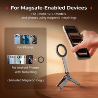Trépied magnétique pour téléphone, support de téléphone portable en métal avec filetages 1/4'', 270° °   Support de téléphone réglable, mini trépied de poche