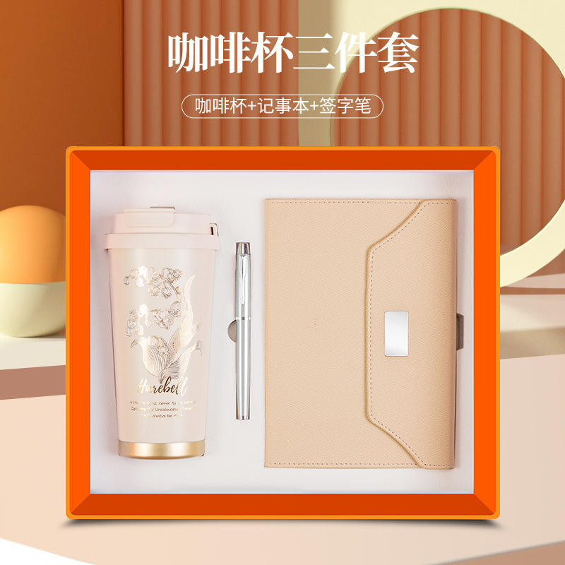 ชุดสมุดโน้ต Lily of the Valley Cup และปากกาลายเซ็น [ชุดสามชิ้นสีขาว]