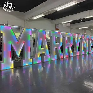 Riesige Neonschilder im Großhandel 4 Fuß Leinwandschriftlettern Marry Me 3D-Beleuchtung individuelles Metall