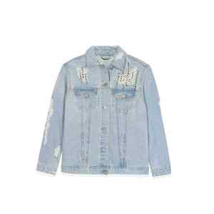 Boyfriend Casual Veste En Jean Femme Streetwear Bleach Loose Fit Destruction Bomber Denim Chaqueta de mujer - Product Image 3