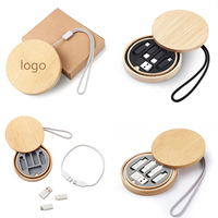 Kit adaptateur USB multifonction 6-en-1 avec boîte de rangement en bambou, kit de câbles de charge rapide, convertisseur USB C vers Type C/Micro