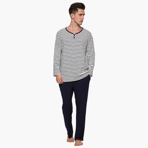 Bamboo Knitted Breathable Striped <b>Pajamas</b> For Men Loungewear Pj Sets Pyjamas Wholesale Custom Sleepwear - Product Image 1