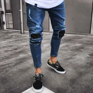 2021 Mode Herren Cool Designer Jeans Skinny Ripped Destroyed Stretch Slim Fit Hop Hop Hose mit Löchern für Männer
