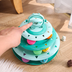 Cat Spinner Toy Four Tiered <b>Track</b> With <b>Balls</b> Self Entertaining Pet Interactive Play For Cats PP Material - Product Image 3