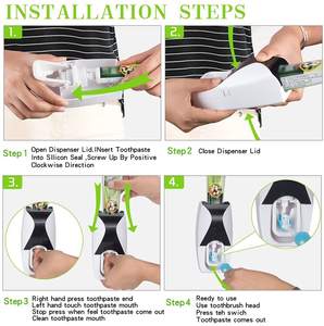 Gunot — distributeur automatique de dentifrice, ensemble mural avec presse-dentifrice Simple Super collant, pour la salle de bain et la salle de bain - Product Image 5