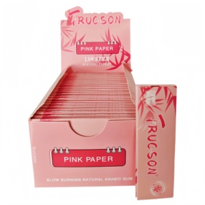 กระดาษมวนบุหรี่ TRUCSON สีชมพู ขนาด 1 1/4  ทำจากเส้นใยพืชธรรมชาติ  ไหม้ช้า  ไม่มีสี  ไม่มีคลอรีน  50 แผ่น/เล่ม, 50 เล่ม/กล่อง - Product Image 6