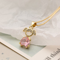 Minorité simple couple clavicule chaîne INS net cuivre rouge plaqué or zircon pendentif collier pour garçons et filles