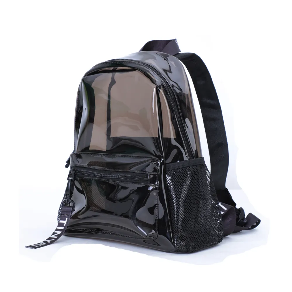 Custom Stylish Holographic Transparent PVC Bag Durable Clear Backpack For School and Working