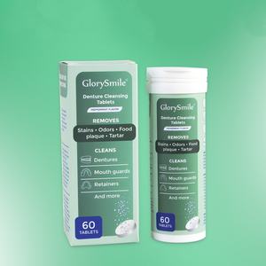 טבליות ניקוי תותבות GlorySmile סיטונאיות, מותג פרטי, 60 יחידות, בטעם מנטה, תוסף תזונה תוסס לניקוי ריטיינר, מסיר כתמים - Product Image 4