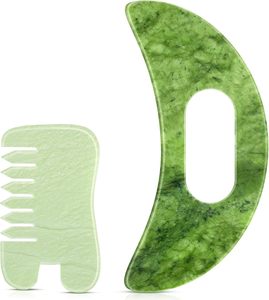 Peigne Gua Sha en jade pour massage du cuir chevelu, soin des cheveux, soin du corps, outil multifonctionnel manuel pour la relaxation, cadeau pour femmes - Product Image 1